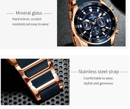 ⌚ REWARD Big Dial Men's Luxury Sports Watch | Waterproof Chronograph Quartz