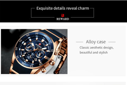 ⌚ REWARD Big Dial Men's Luxury Sports Watch | Waterproof Chronograph Quartz