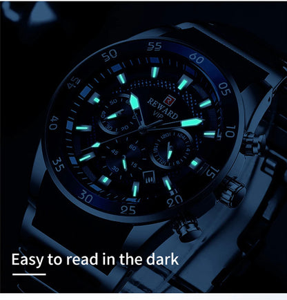 ⌚ REWARD Big Dial Men's Luxury Sports Watch | Waterproof Chronograph Quartz