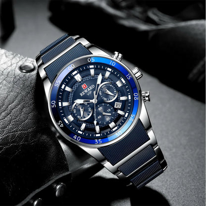 ⌚ REWARD Big Dial Men's Luxury Sports Watch | Waterproof Chronograph Quartz