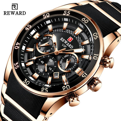 ⌚ REWARD Big Dial Men's Luxury Sports Watch | Waterproof Chronograph Quartz