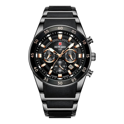 ⌚ REWARD Big Dial Men's Luxury Sports Watch | Waterproof Chronograph Quartz
