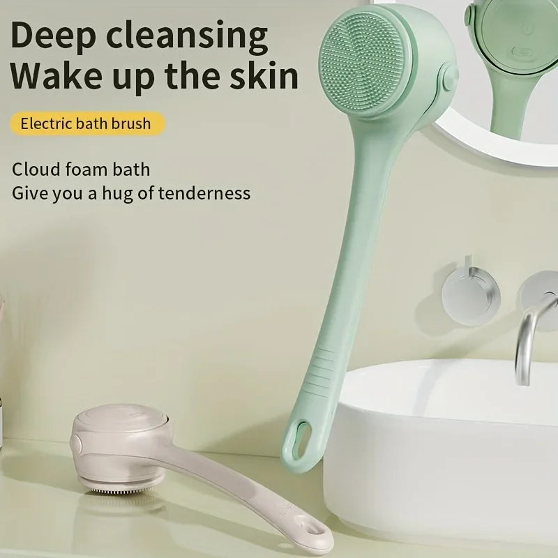 4-in-1 Electric Bath Brush – Rotating Back Scrubber, 4 Brush Heads, USB Rechargeable