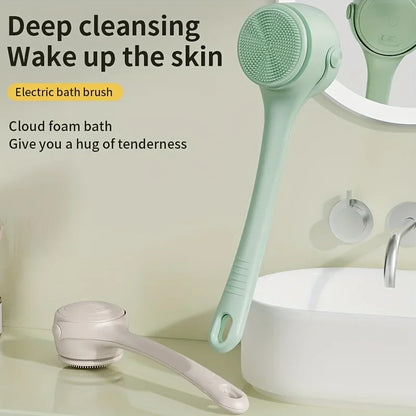 4-in-1 Electric Bath Brush – Rotating Back Scrubber, 4 Brush Heads, USB Rechargeable