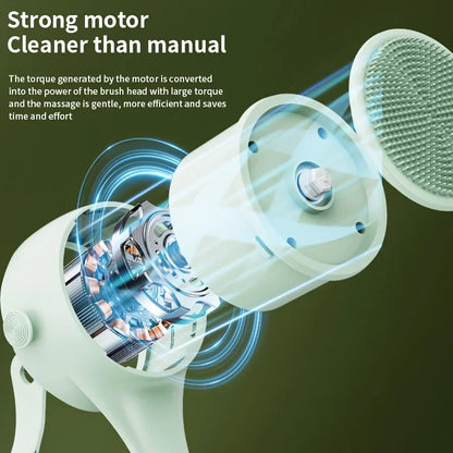 4-in-1 Electric Bath Brush – Rotating Back Scrubber, 4 Brush Heads, USB Rechargeable