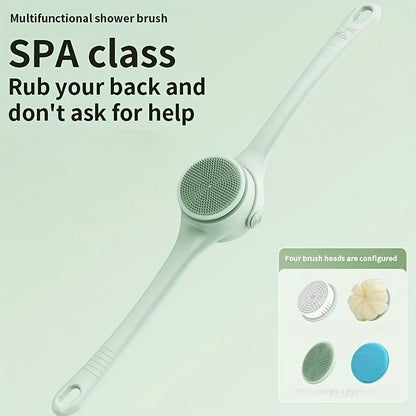 4-in-1 Electric Bath Brush – Rotating Back Scrubber, 4 Brush Heads, USB Rechargeable