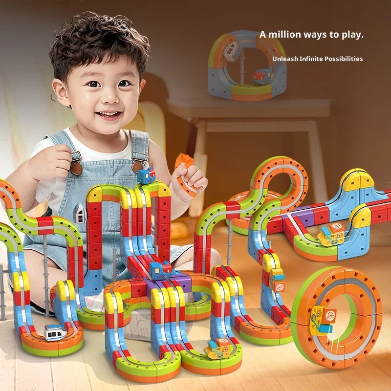 DIY Magnetic Bullet Train Set For Kids With Electric Locomotive Track