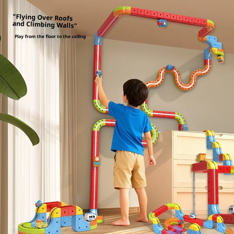 DIY Magnetic Bullet Train Set For Kids With Electric Locomotive Track