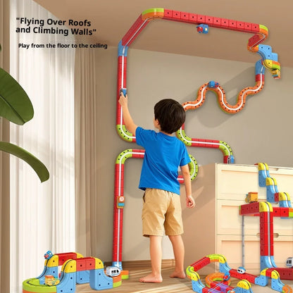 DIY Magnetic Bullet Train Set For Kids With Electric Locomotive Track