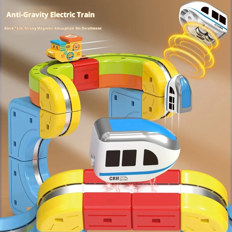 DIY Magnetic Bullet Train Set For Kids With Electric Locomotive Track