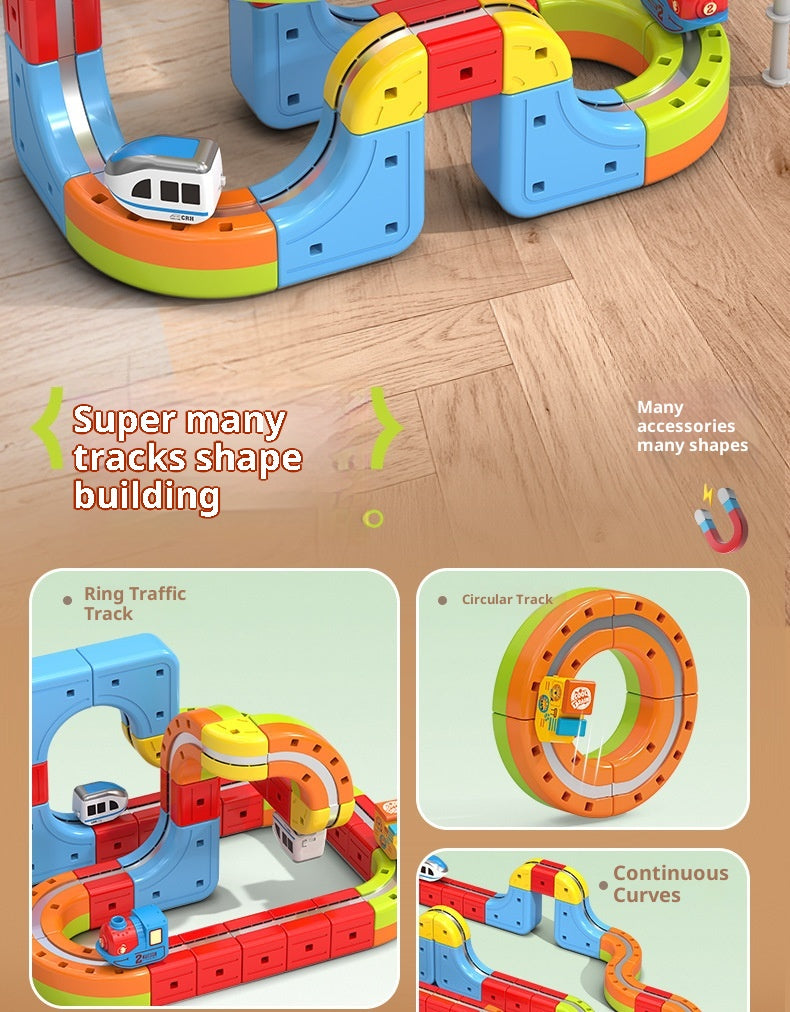 DIY Magnetic Bullet Train Set For Kids With Electric Locomotive Track