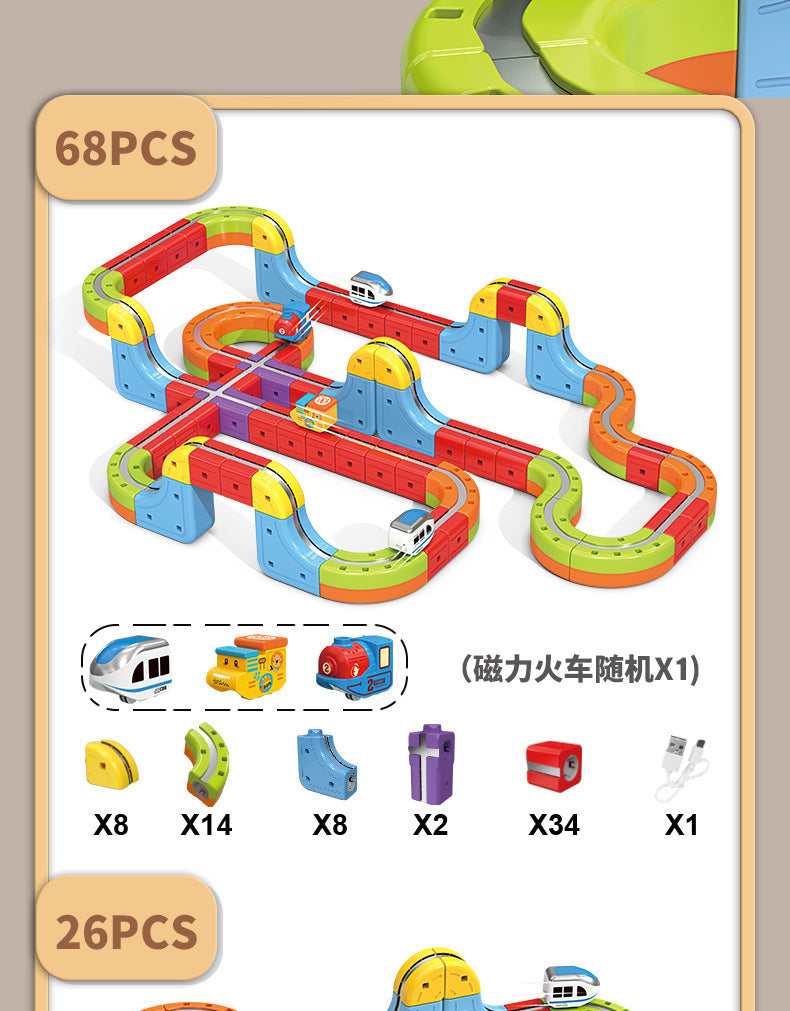 DIY Magnetic Bullet Train Set For Kids With Electric Locomotive Track
