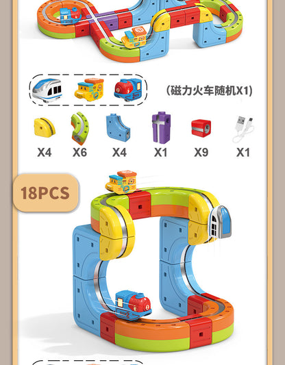 DIY Magnetic Bullet Train Set For Kids With Electric Locomotive Track