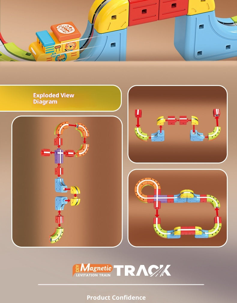 DIY Magnetic Bullet Train Set For Kids With Electric Locomotive Track