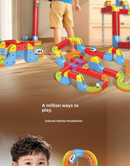 DIY Magnetic Bullet Train Set For Kids With Electric Locomotive Track