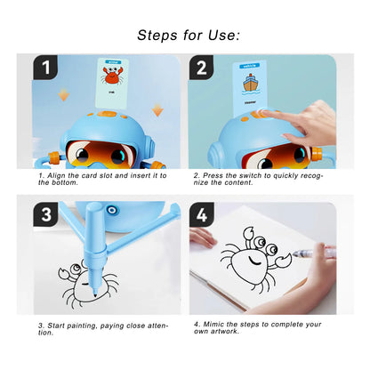 Kids Educational Drawing Robot + 100 Cards | Auto Learning Toy for Boys & Girls