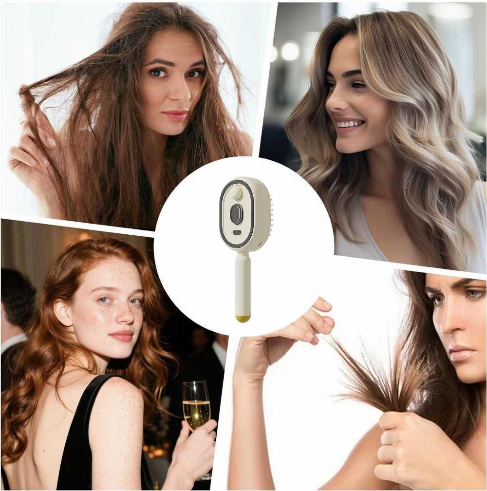 Misting Steam Hair Brush | Rechargeable Detangling Tool with Oil